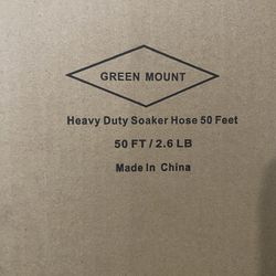 GREEN MOUNT Garden PVC Flat Soaker Hose, 1/2'' IN x 50 ft Water Metal Connector