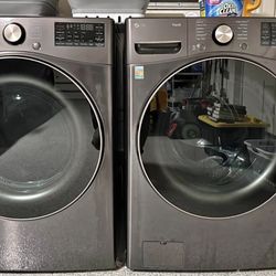 LG Front Load Washer & Dryer Set - Graphite Steel - Excellent Condition