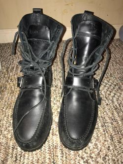 High top all black leather Ralph Lauren Boots sz 10