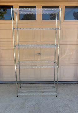 5-tier rack chrome steel wire utility shelving unit designed for adjustable freestanding storage 14”x36”x71”