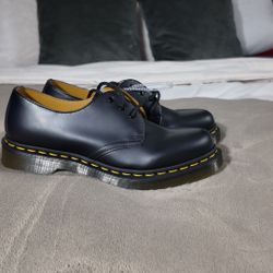 Dr. Martens 1461 Black and Yellow Oxfords with Signature Stitching