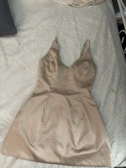 Rose Gold Satin Mini Dress w hidden Pockets