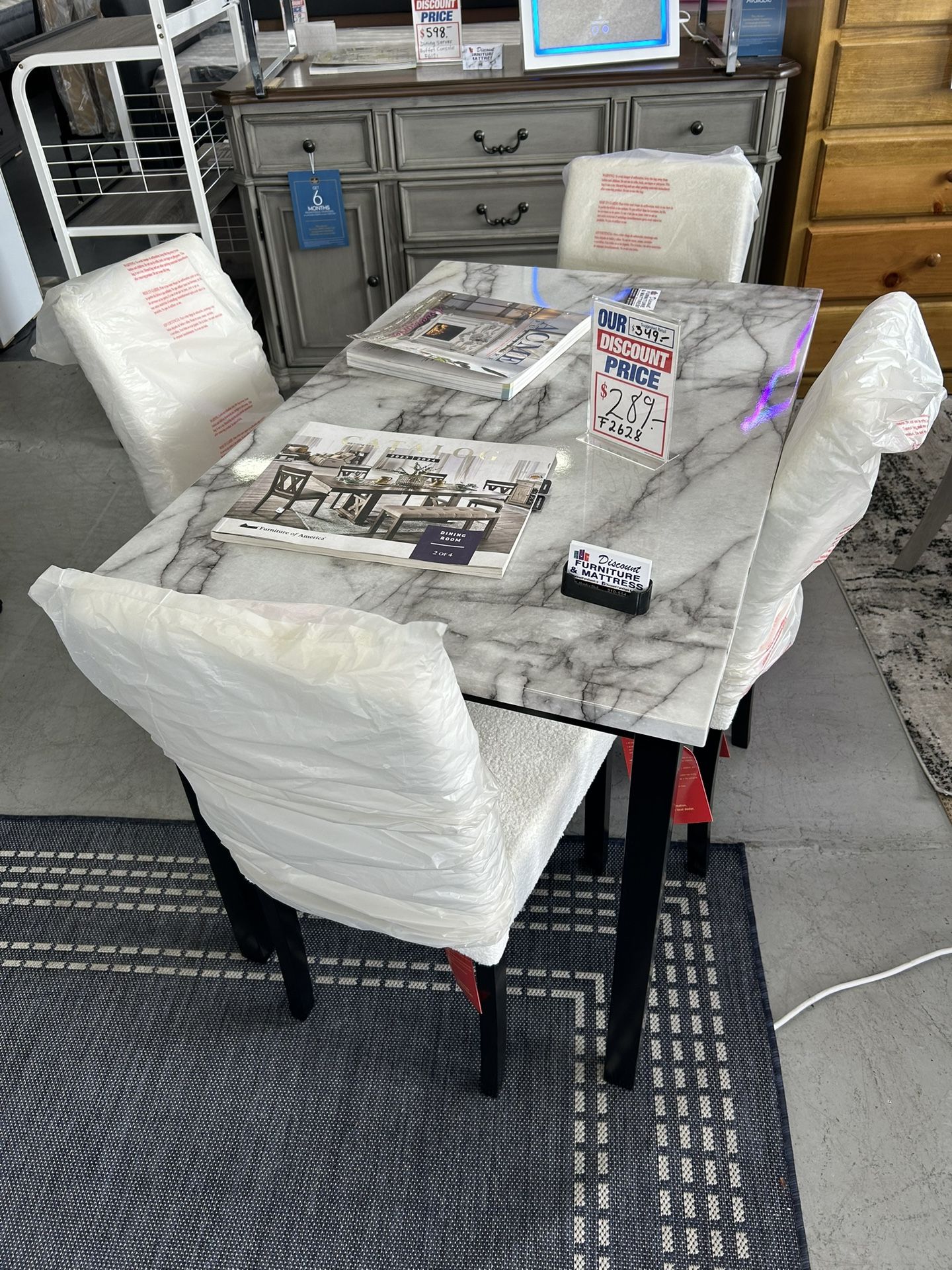 Small Dining Table Set Faux Marble Top
