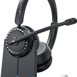 Wireless Headset, Wireless Headset with Mic for Work, AI Noise Cancelling, 65 Hrs Working Time, Bluetooth Headphones with Microphone from Computer/Cal