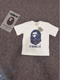 Bathing ape shirt white blue size small