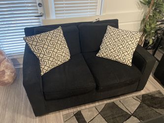 Black Fabric Love Seat