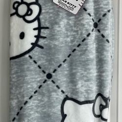 Hello Kitty Grey Diamond Throw Blanket New Super Soft 60 x 70