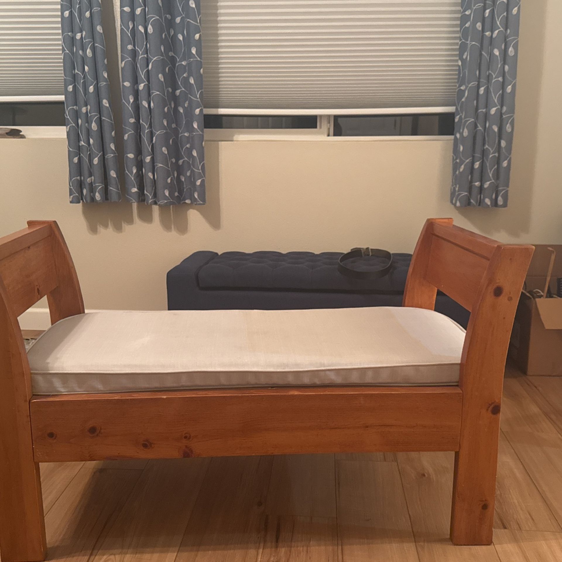 Wood Bench With Cushion