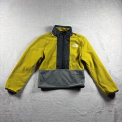 The North Face Fleece Youth Size 6 XS Yellow Gray Pullover Sweatshirt 1/2 Zip#2B