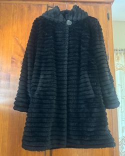 Black ribbed faux -fur teddy coat