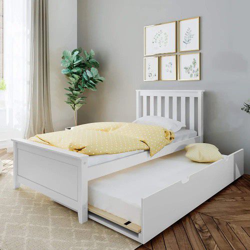 New! Max & Lily Twin Wood Bed Frame With Trundle In The Box Seal 