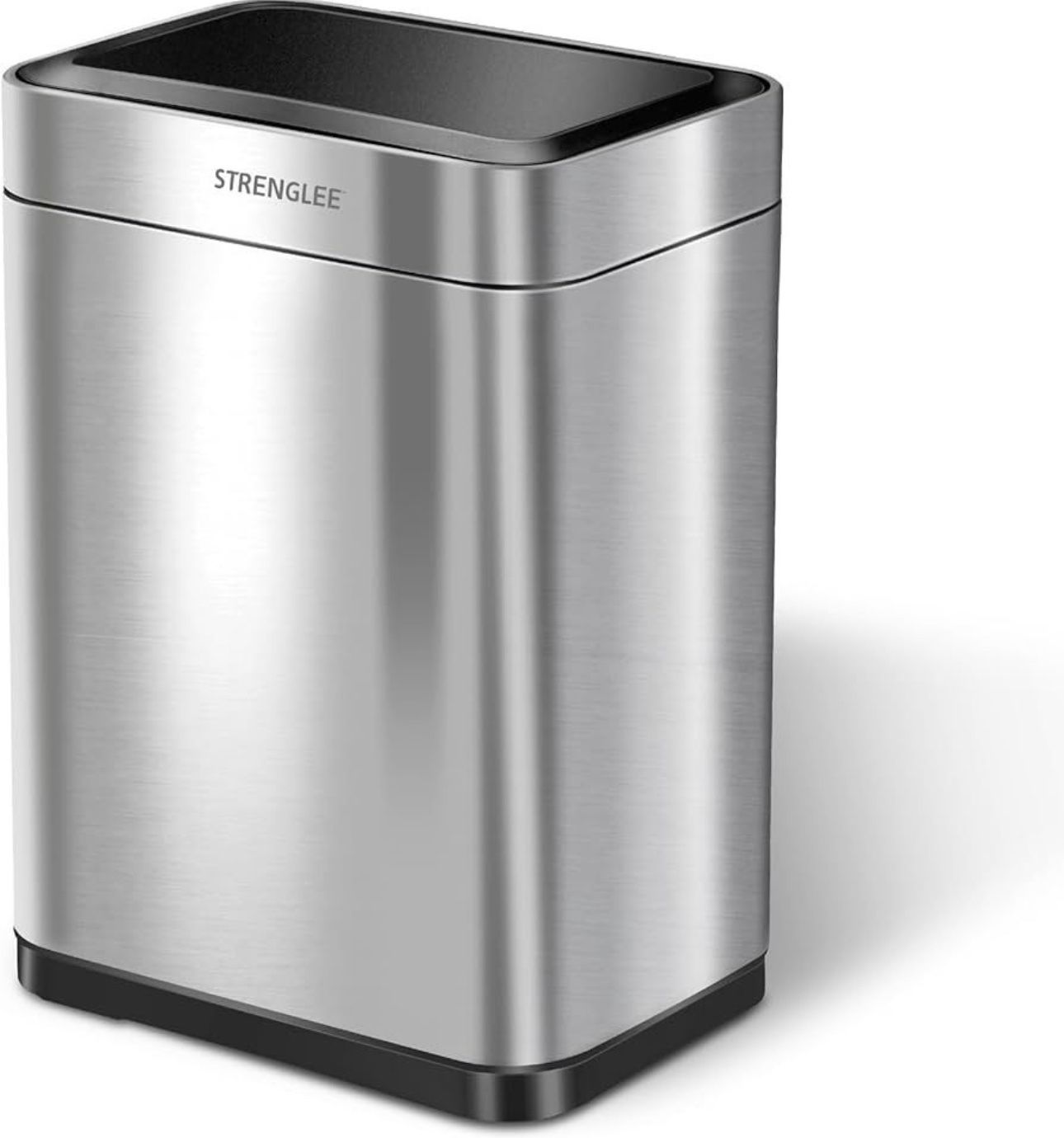 STRENGLEE 16 Gallon Stainless Steel Trash Can Kitchen Large with Lid Vibration Automatic Sensor Large Kitchen Garbage Can Touchless Automatic Trash Ca