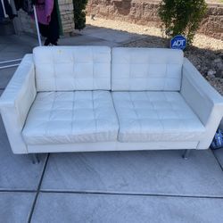 White IKEA Leather Like vinyl Couch 
