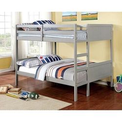 Full/Full Gray Wooden Bunk bed @Elegant Furniture