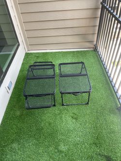 Set of 2 Folding Metal Camping Tables