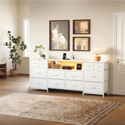 New  TV Stand for 65, 70 Inch TV, Entertainment Center with LED Lights & Charging Station