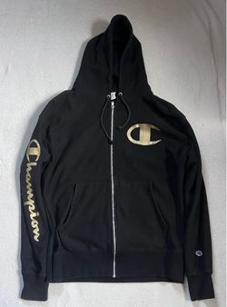 Champion Reverse Weave Black & Gold Zip Up Hoodie XXL
