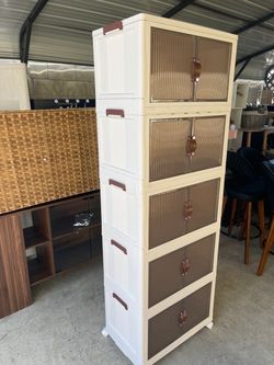 Tall Plastic Storage Cabinet with Doors
