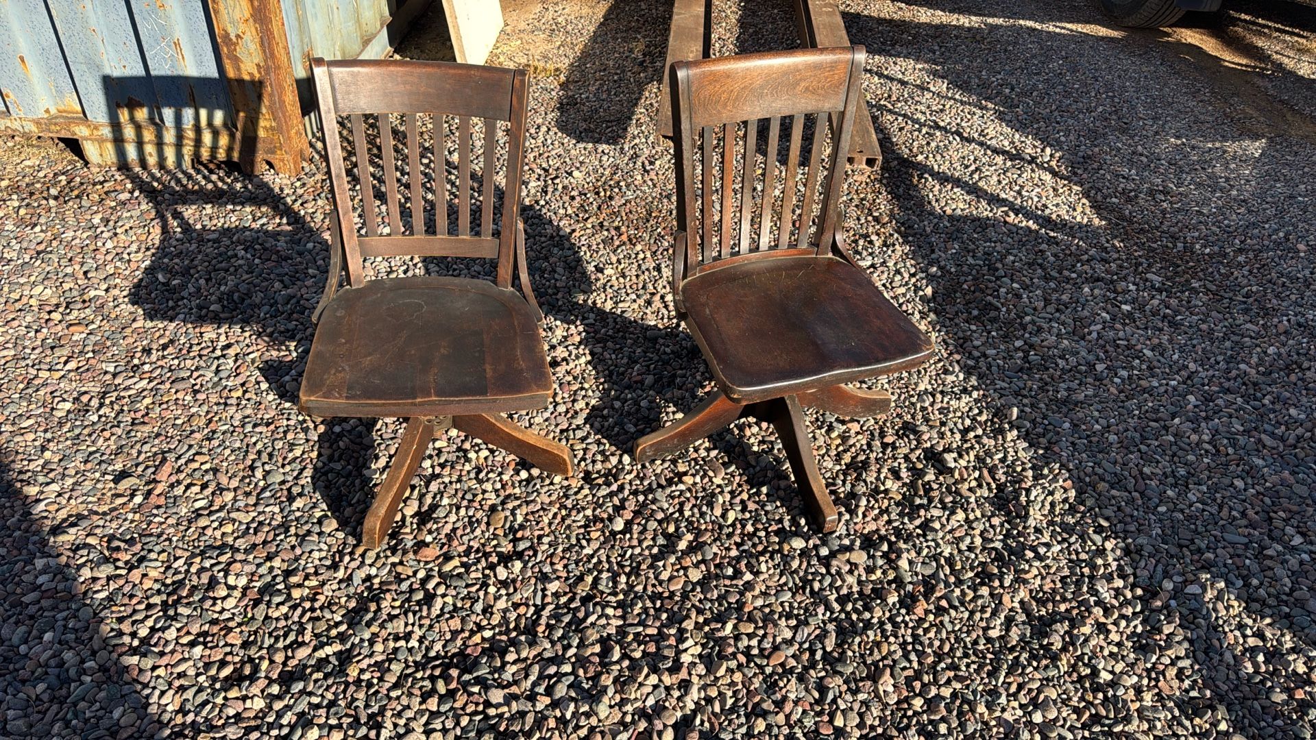 2 All Wood Vintage Office Chairs