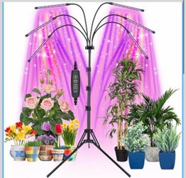Grow Lights for Indoor Plants, LED Grow Light Stand, Red Blue Yellow Full Spectrum Plant Lamp with Adjustable Tripod, Color Changing Dimmable Vegetati