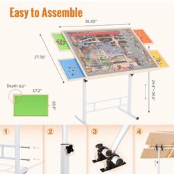 1500 Piece Jigsaw Puzzle Table with Drawers and Cover - Adjustable Height &