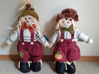 Set of 2 Harvest Figure 18 in. Plush Scarecrow Fall Autumn Holiday Decorations