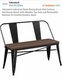 Metal wood farmhouse bench seat set of 2