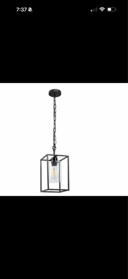 Industrial Black 1-Light Pendant Light with E26 Socket and Clear Glass Shade