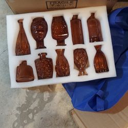 Amber Glass Bud Vases