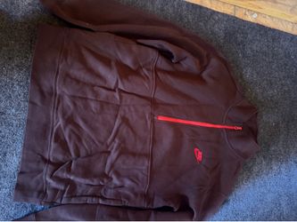 Nike Sportswear Men’s Medium Black Full Zip Track Jacket Red Logo Sweatshirt