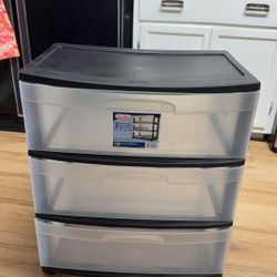 Sterilite 3 Drawer Wide Cart