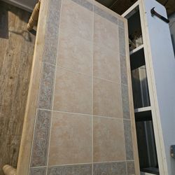 Solid Wood Dining Table With Inlaid Tile