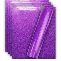  Purple Glitter HTV Heat Transfer Vinyl for T-Shirt, 12" X 10"(5 Sheets pack )$6 each Pack $ 15 for 3  