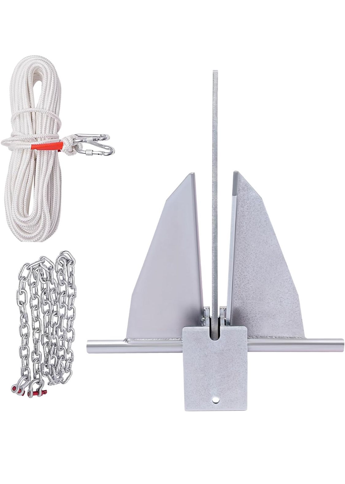 Boat Anchor Kit Fluke Anchor, Portable Galvanized Fluke Style Anchor Kit.