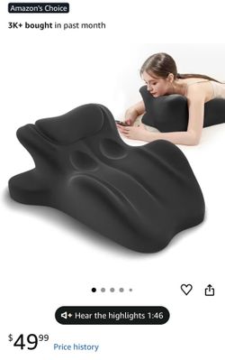 Ergonomic Memory Foam Wedge Pillow, 27° Bed Wedge Support, Black