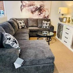 🍄 Ballinasloe 3 Piece Sectional With Ottomann | Gray Color | Amor | Loveseat | Couch | Sofa | Sleeper| Living Room Furniture| Garden Furniture |Patio