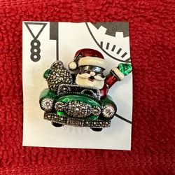 Judith Jack Marcasite & Enamel Santa Pin