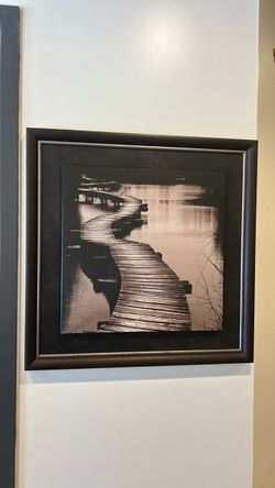 Framed Black and White Dock Wall Art