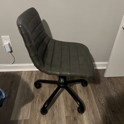Grey Leather Rolling Chair 