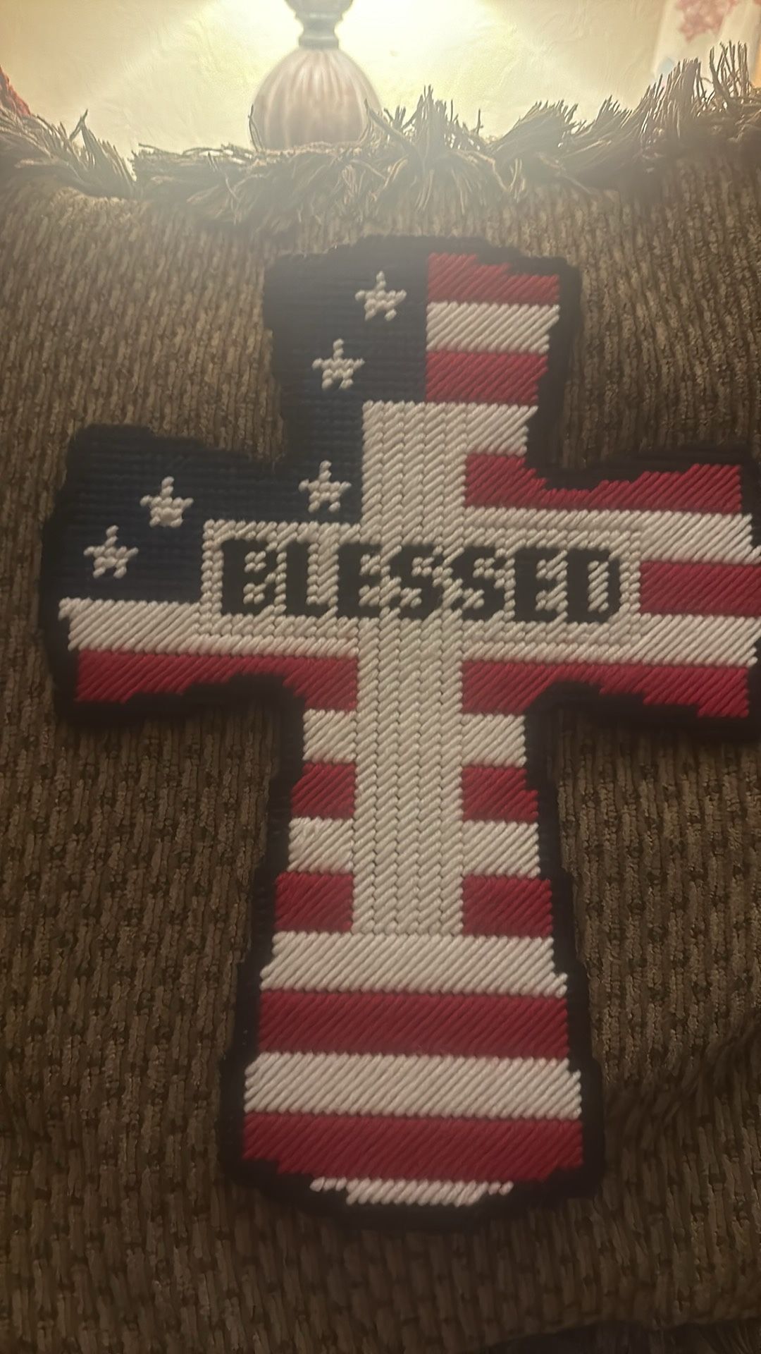 Handmade Blessed Patriotic Cross Magnet