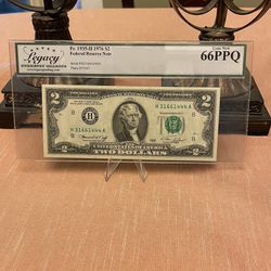 1976-$2 FEDERAL RESERVE NOTE ,GRADED BY LEGACY,GEM NEW 66 PPQ.