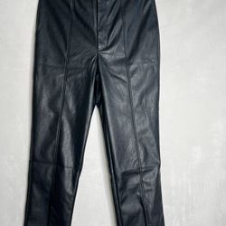 Wildfox Vegan Leather Pants Straight Leg High Waisted Black Size Large L