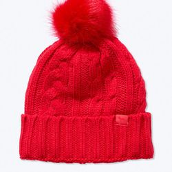 VICTORIA’S SECRET PINK SHERPA LINED BEANIE RED PEPPER