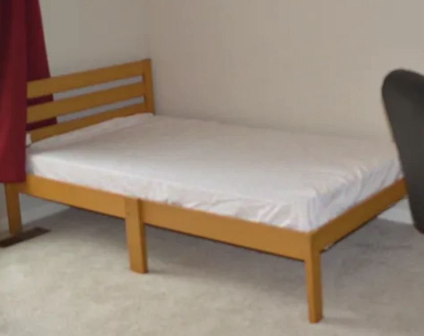Twin Size Bed With Mattress, Cover and Sheet