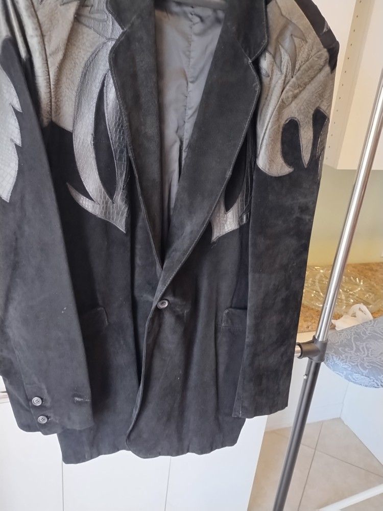 Black Leather And suede jacket