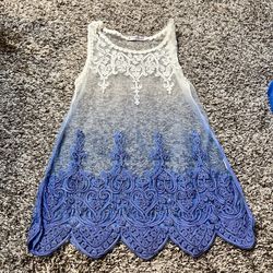 Women’s blue and white lace tank. Size medium