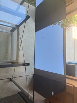 Glass Panel Privacy Screen with Metal Frame
