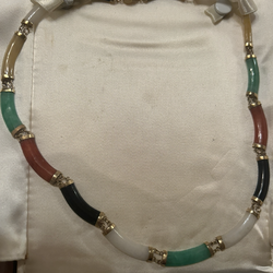 14K multi color Jade Nexklace