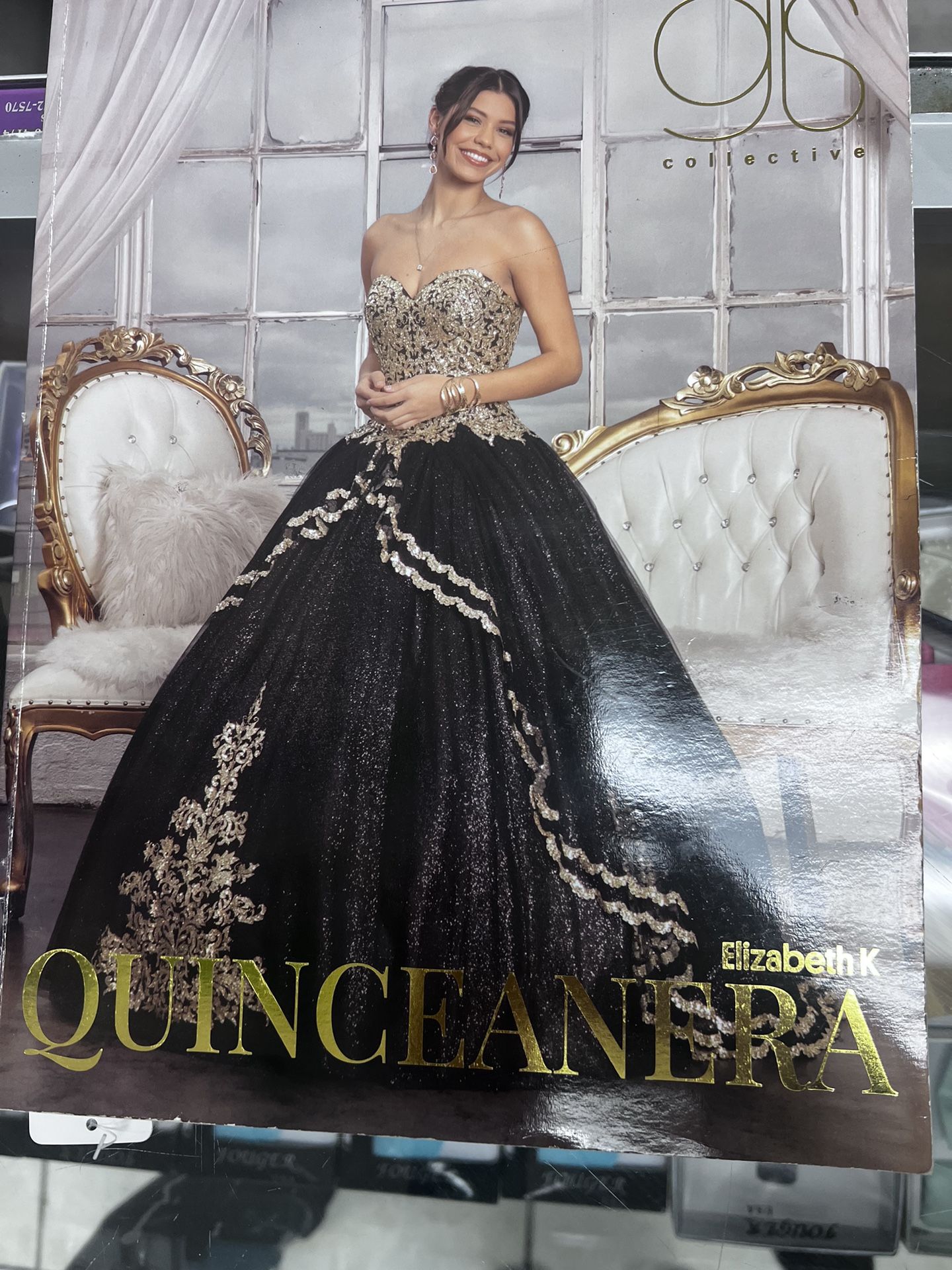 Quinceanera Black and Gold Dress