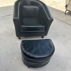 Kids Leather Chair With Ottoman 